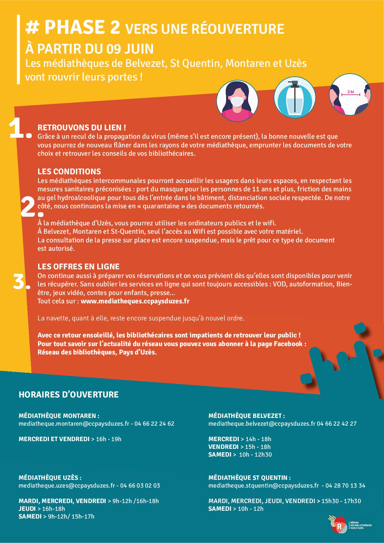 # PHASE 2 Réouverture des médiathèques intercommunales