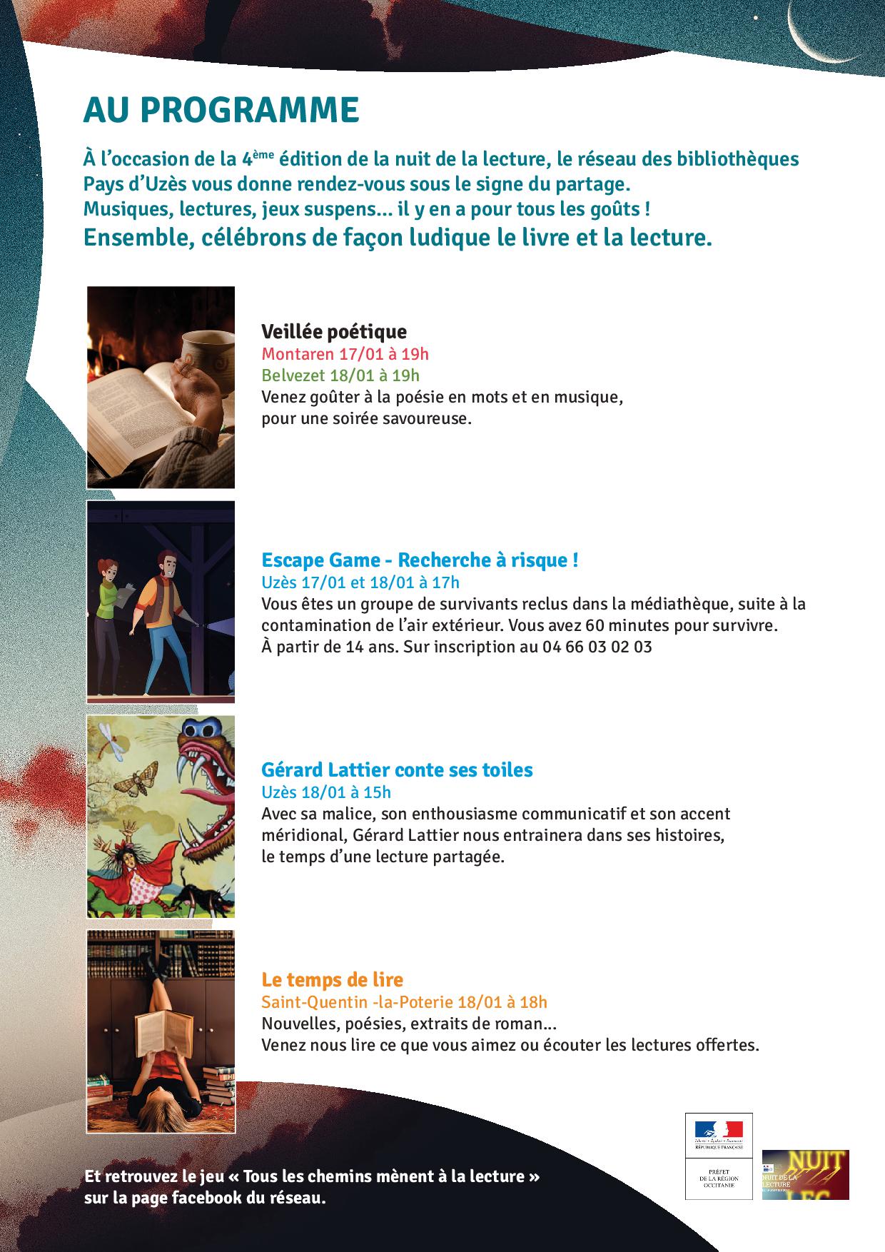 Nuit de la lecture 17 et 18 janvier 2020